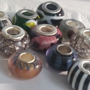 (10) Glass Murano Spacers 925 Grommets